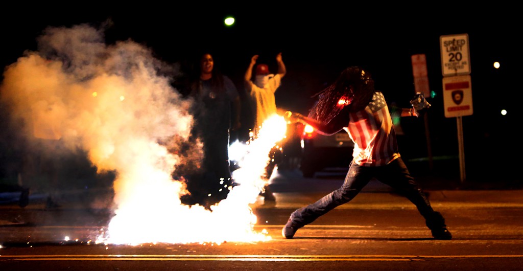 Tear gas shot at protestors